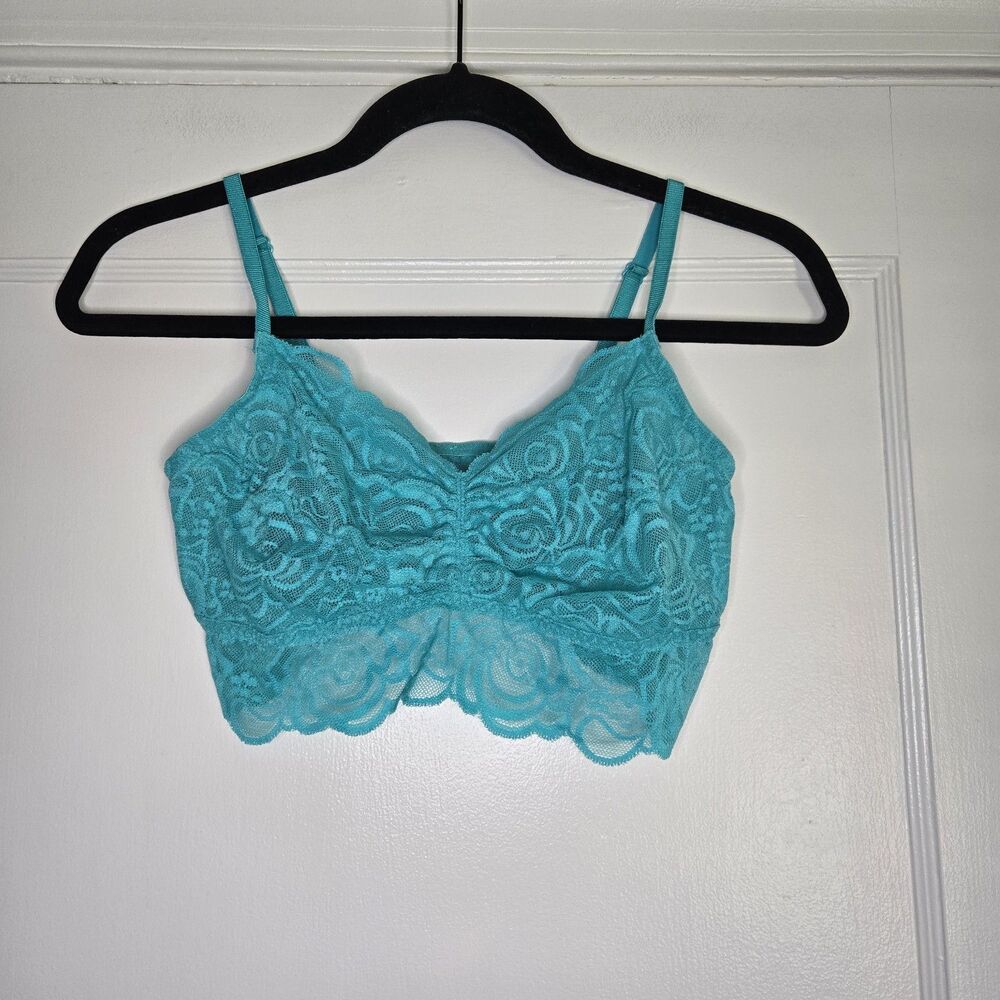 Turquoise Lace Camisole Floral Tank Top Adjustable Straps Womens